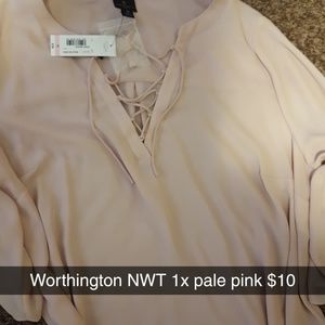 Pale pink sheer criss cross top